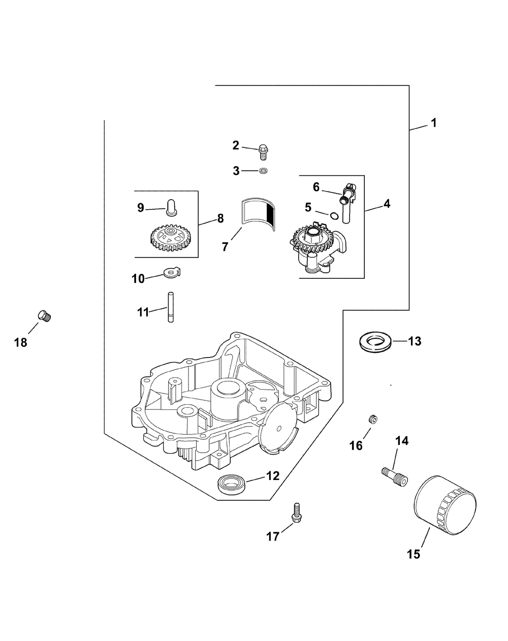 Kohler Cv680-3011 Oil Pan And Lubrication Diagram and Parts List for RECON48 53AH8ST3050-23HP Cub Cadet Lawn Tractor